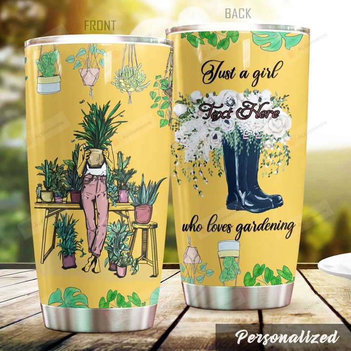 Personalized Gardening Just A Girl Who Loves Gardening Stainless Steel Tumbler Perfect Gifts For Gardening Lover Tumbler Cups For Coffee/Tea, Great Customized Gifts For Birthday Christmas Thanksgiving