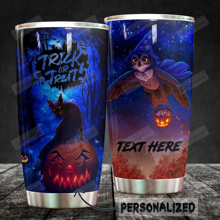 Personalized Halloween Trick Or Treat Stainless Steel Tumbler, Tumbler Cups For Coffee/Tea, Great Customized Gifts For Birthday Christmas Thanksgiving Halloween