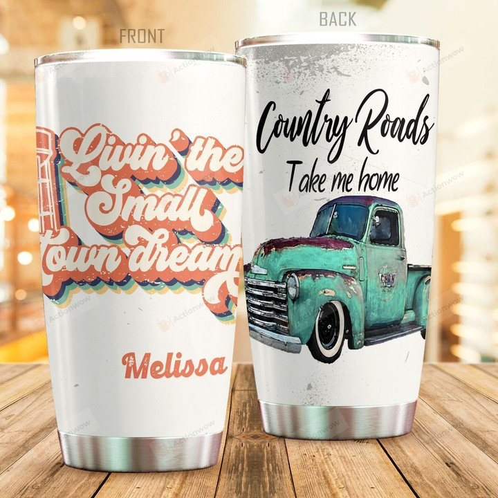 Personalized Farmer Country Roads Take Me Home Stainless Steel Tumbler Perfect Gifts For Farmer Tumbler Cups For Coffee/Tea, Great Customized Gifts For Birthday Christmas Thanksgiving