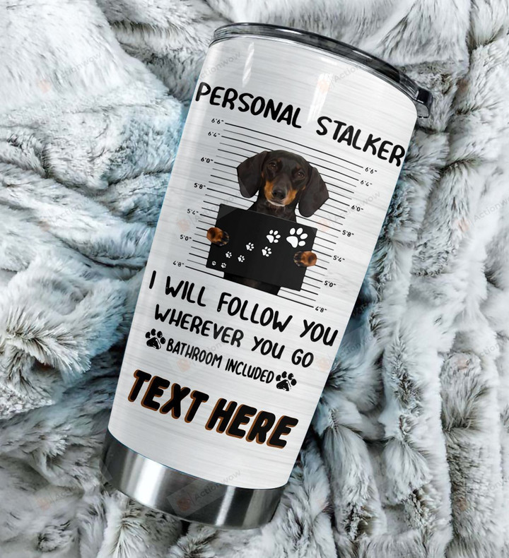 Personalized Dachshund Dog I Will Follow You Wherever You Go Stainless Steel Tumbler Perfect Gifts For Dog Lover Tumbler Cups For Coffee/Tea, Great Customized Gifts For Birthday Christmas Thanksgiving