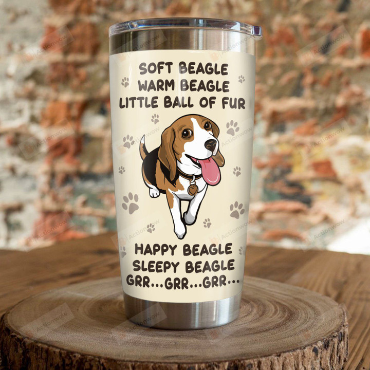 Soft Warm Happy Sleepy Beagle Little Ball Of Fur Stainless Steel Tumbler, Tumbler Cups For Coffee/Tea, Great Customized Gifts For Birthday Christmas Thanksgiving
