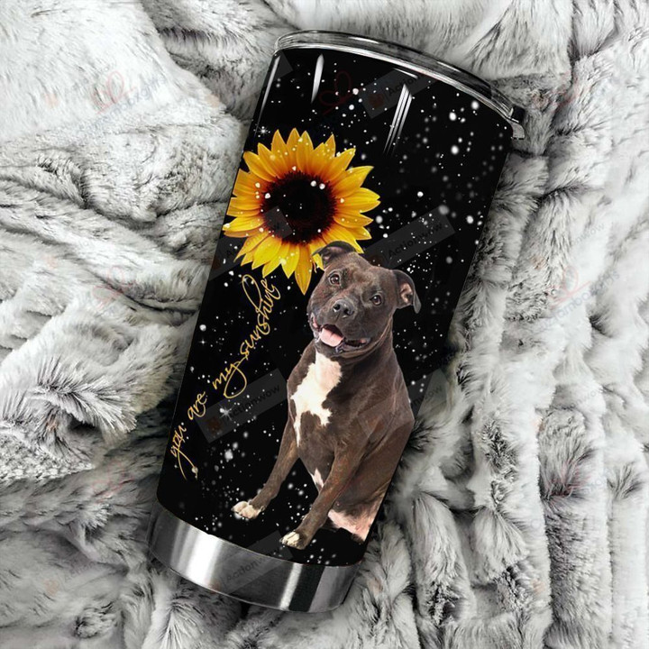 Personalized Pitbull Magic Sunflower You Are My Sunshine Stainless Steel Tumbler, Tumbler Cups For Coffee/Tea, Great Customized Gifts For Birthday Christmas Thanksgiving