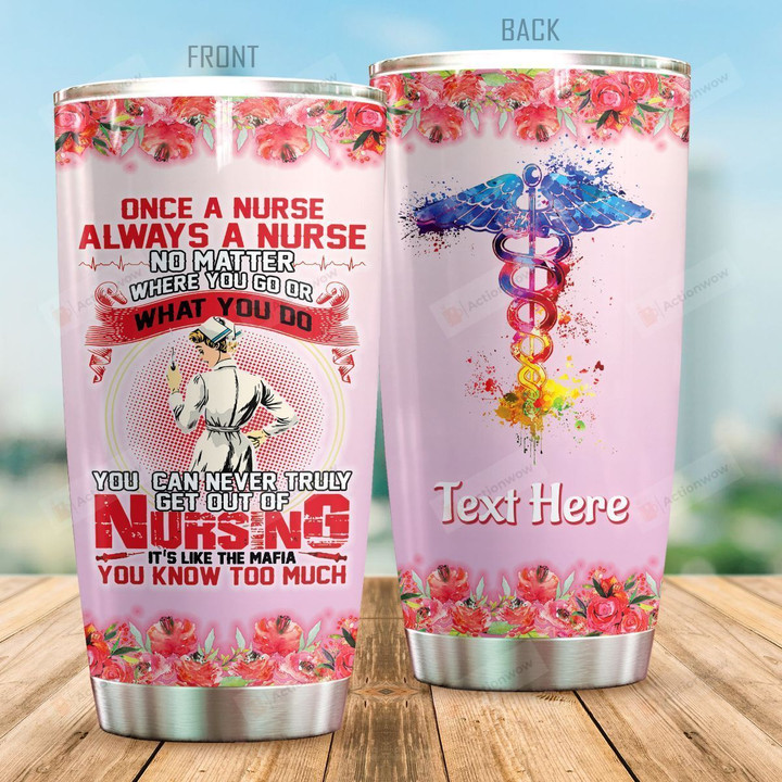Personalized Once A Nurse Always A Nurse Colorful Medical Symbol Stainless Steel Tumbler Perfect Gifts For Nurse Tumbler Cups For Coffee/Tea, Great Customized Gifts For Birthday Christmas Thanksgiving