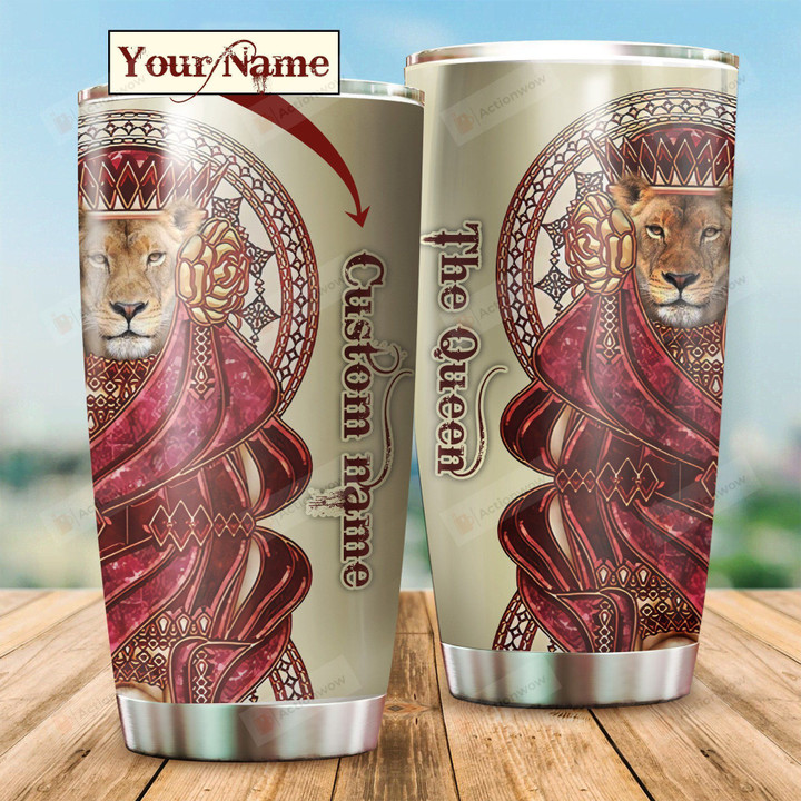Personalized Lion The Queen Stainless Steel Tumbler Perfect Gifts For Lion Lover Tumbler Cups For Coffee/Tea, Great Customized Gifts For Birthday Christmas Thanksgiving