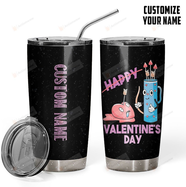 Personalized Happy Valentine's Day Stainless Steel Tumbler Perfect Gifts For Couple Tumbler Cups For Coffee/Tea, Great Customized Gifts For Birthday Christmas Thanksgiving Valentine's Day