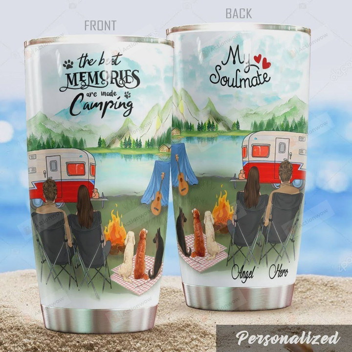 Personalized The Best Memories Are Made Camping Stainless Steel Tumbler, Tumbler Cups For Coffee/Tea, Great Customized Gifts For Birthday Christmas Thanksgiving