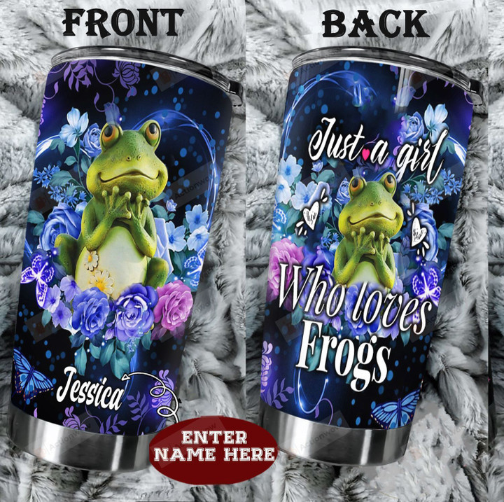 Personalized Frogs Flower A Girl Who Loves Frogs Stainless Steel Tumbler Perfect Gifts For Frog Lover Tumbler Cups For Coffee/Tea, Great Customized Gifts For Birthday Christmas Thanksgiving