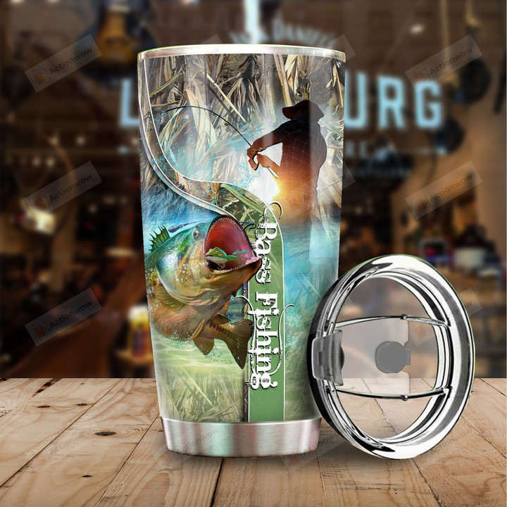 Bass Fishing Stainless Steel Tumbler Perfect Gifts For Fishing Lover Tumbler Cups For Coffee/Tea, Great Customized Gifts For Birthday Christmas Thanksgiving