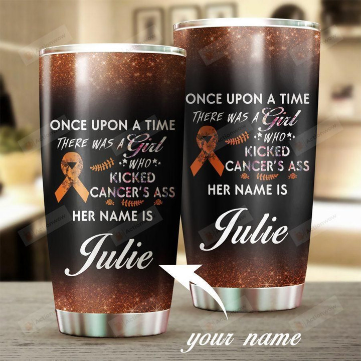 Personalized Kidney Cancer Awareness A Girl Who Kicked Cancer's Ass Stainless Steel Tumbler Perfect Gifts For Cancer Fighter Tumbler Cups For Coffee/Tea, Great Customized Gifts For Birthday Christmas Thanksgiving