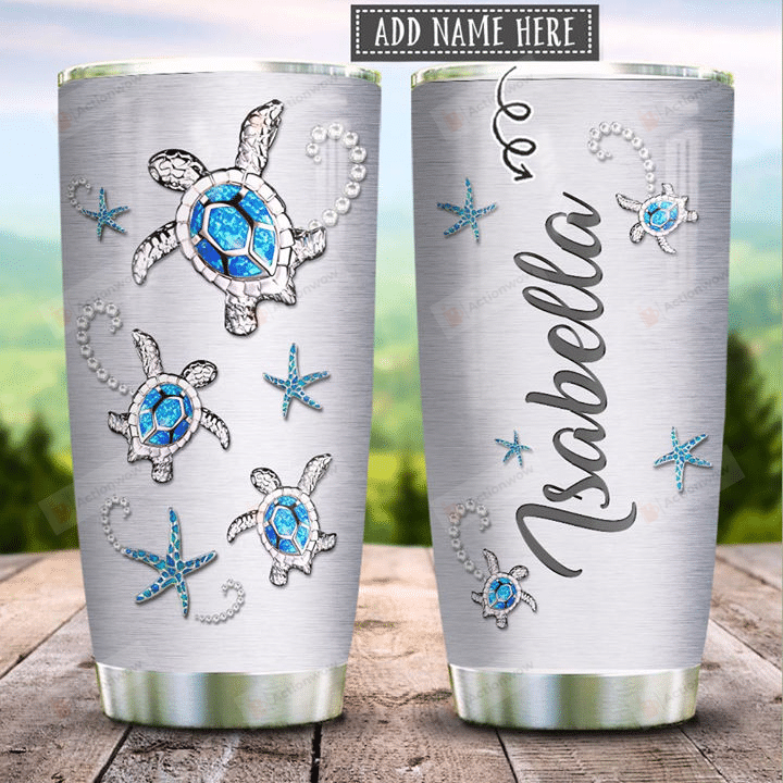 Personalized Sea Turtle Jewelry Stainless Steel Tumbler Perfect Gifts For Turtle Lover Tumbler Cups For Coffee/Tea, Great Customized Gifts For Birthday Christmas Thanksgiving