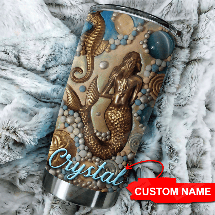 Personalized Mermaid Lady Stainless Steel Tumbler Perfect Gifts For Mermaid Lover Tumbler Cups For Coffee/Tea, Great Customized Gifts For Birthday Christmas Thanksgiving