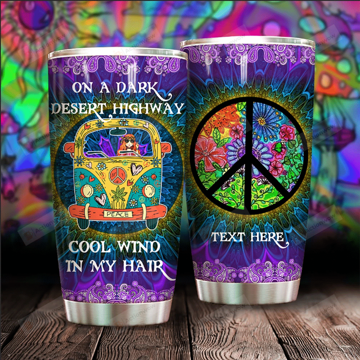 Personalized Hippie Van On The Dark Desert Highway Cool Wind In My Hair Stainless Steel Tumbler Perfect Gifts For Hippie Tumbler Cups For Coffee/Tea, Great Customized Gifts For Birthday Christmas Thanksgiving