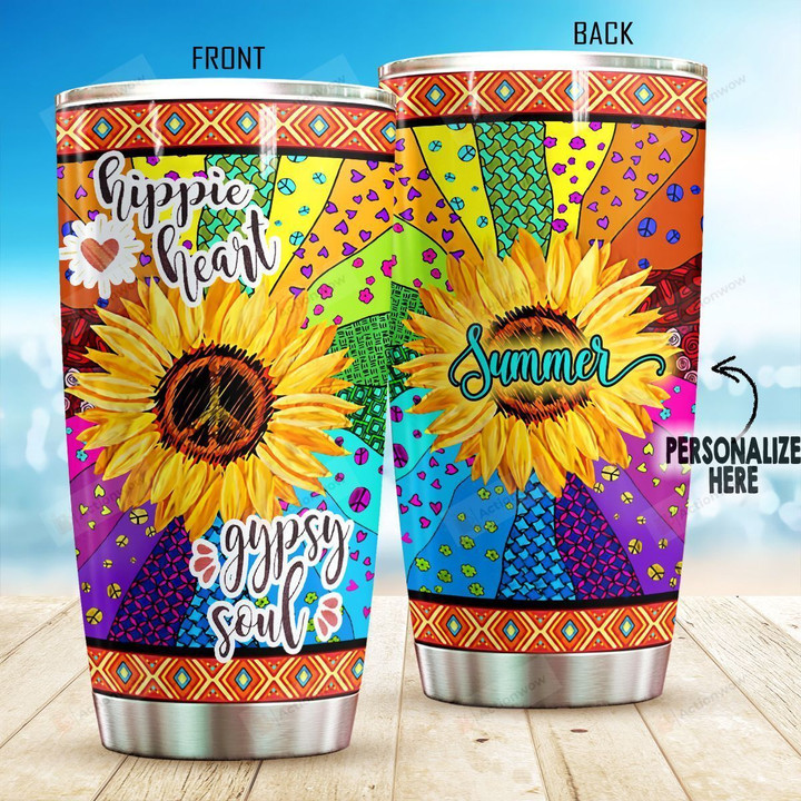 Personalized Hippie Heart Gypsy Soul Stainless Steel Tumbler, Tumbler Cups For Coffee/Tea, Great Customized Gifts For Birthday Christmas Thanksgiving