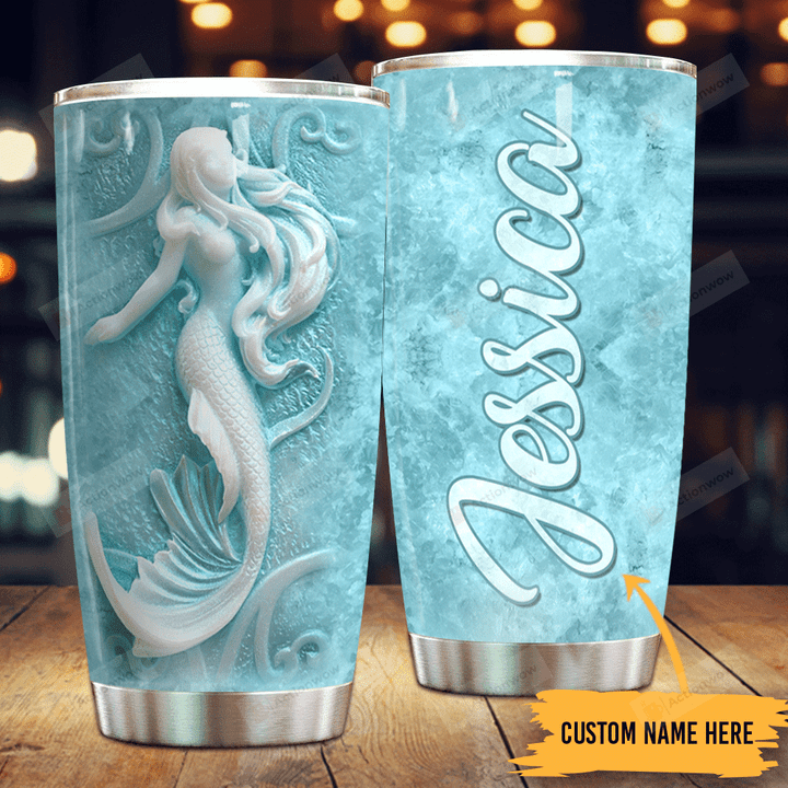 Personalized  Mermaid Lovers Stainless Steel Tumbler Perfect Gifts For Mermaid Lover Tumbler Cups For Coffee/Tea, Great Customized Gifts For Birthday Christmas Thanksgiving