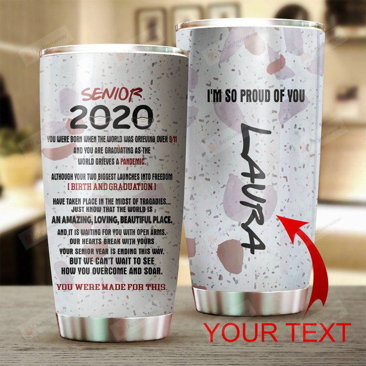 Personalized Graduation I'm So Proud Of You Stainless Steel Tumbler Tumbler Cups For Coffee/Tea, Great Customized Gifts For Birthday Christmas Thanksgiving Graduation