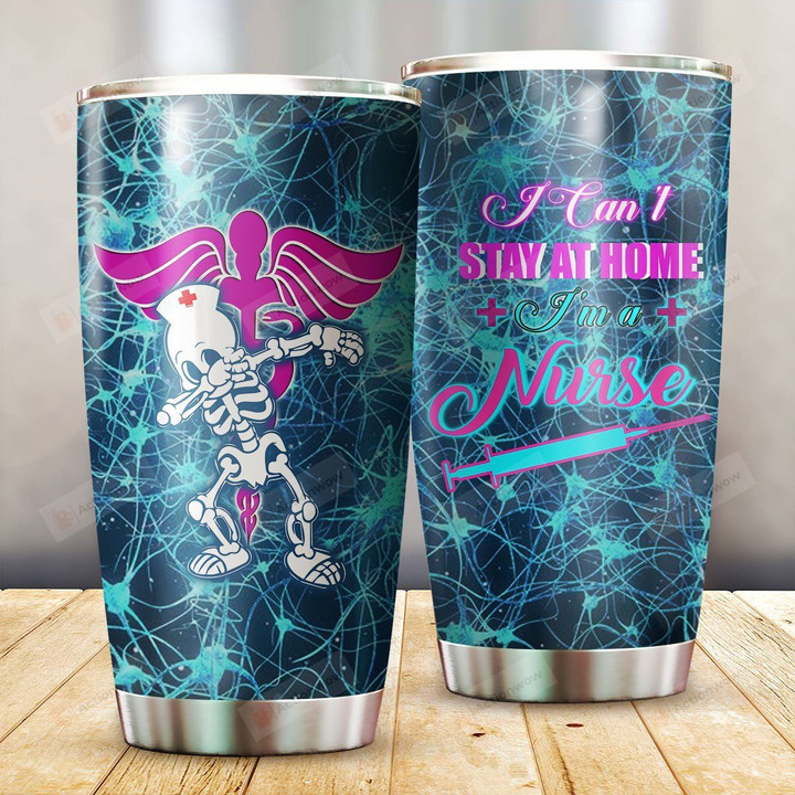 Skeleton Medical Symbol I Can't Stay At Home I'm A Nurse Glitter Stainless Steel Tumbler Perfect Gifts For Nurse Lover Tumbler Cups For Coffee/Tea, Great Customized Gifts For Birthday Christmas Thanksgiving