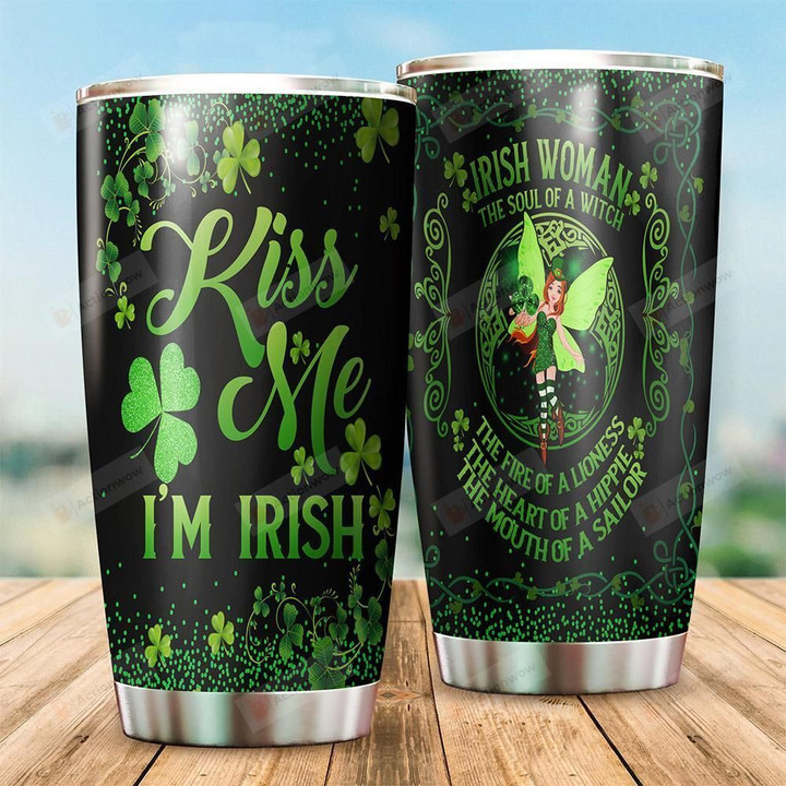 Irish St. Patrick's Day Kiss Me I'm Irish Stainless Steel Tumbler Perfect Gifts For Irish Lover Tumbler Cups For Coffee/Tea, Great Customized Gifts For Birthday Christmas Thanksgiving St Patrick's Day