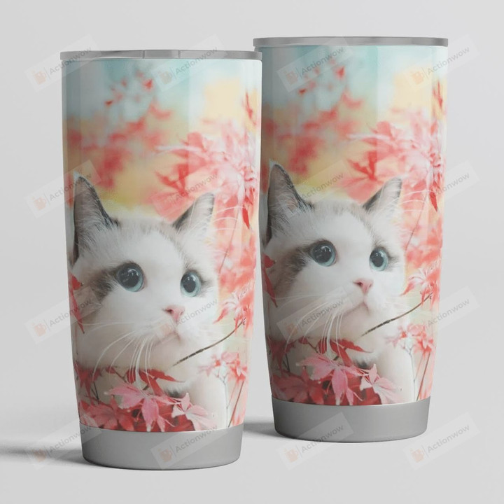 Beauiful Autumn Cat Stainless Steel Tumbler, Tumbler Cups For Coffee/Tea, Great Customized Gifts For Birthday Christmas Thanksgiving