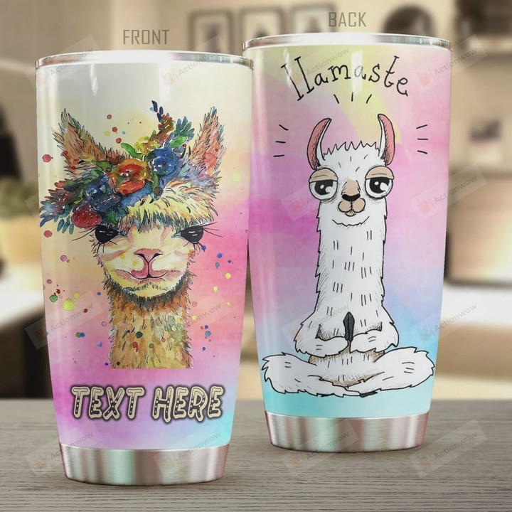 Personalized Llama Yoga Llamaste Stainless Steel Tumbler, Tumbler Cups For Coffee/Tea, Great Customized Gifts For Birthday Christmas Thanksgiving