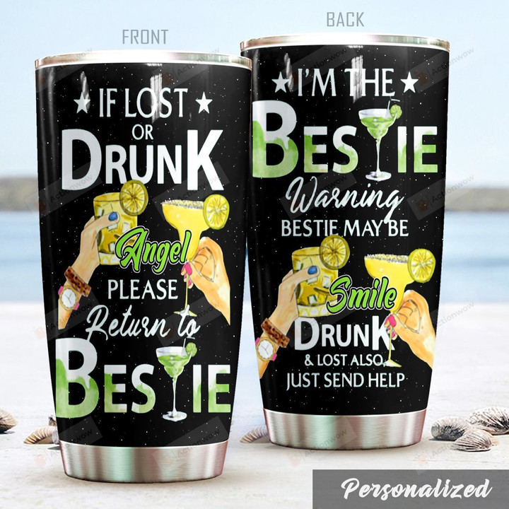 Personalized Wine Bestie Please Return To Bestie Stainless Steel Tumbler Perfect Gifts For Wine Lover Tumbler Cups For Coffee/Tea, Great Customized Gifts For Birthday Christmas Thanksgiving