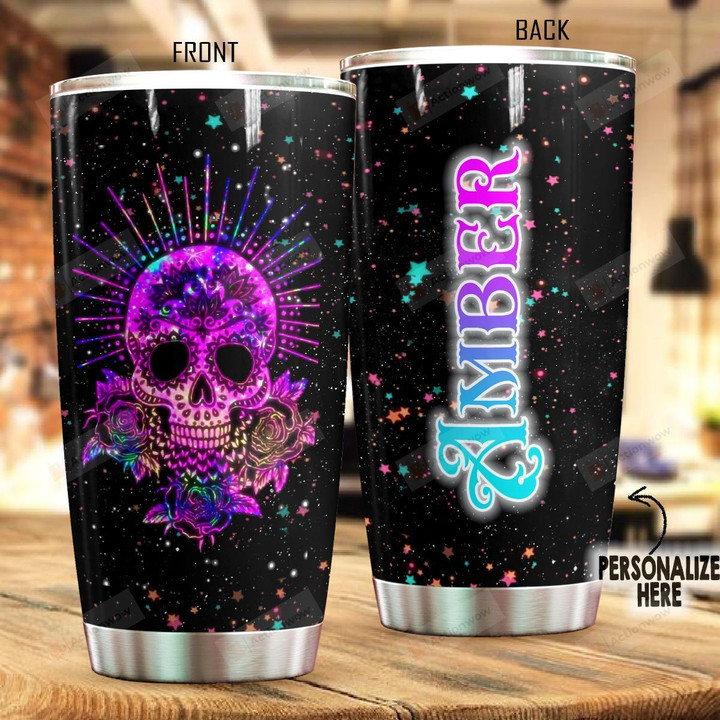 Personalized Magical Glowing Skull Stainless Steel Tumbler Perfect Gifts For Skull Lover Tumbler Cups For Coffee/Tea, Great Customized Gifts For Birthday Christmas Thanksgiving
