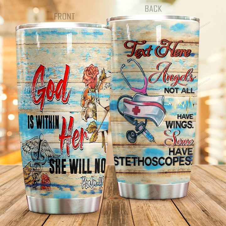 Personalized Nurse Angel Not All have Wings Stainless Steel Tumbler Perfect Gifts For Nurse Tumbler Cups For Coffee/Tea, Great Customized Gifts For Birthday Christmas Thanksgiving