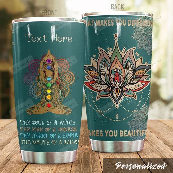 Personalized Yoga Makes You Beautiful Stainless Steel Tumbler Perfect Gifts For Yoga Lover Tumbler Cups For Coffee/Tea, Great Customized Gifts For Birthday Christmas Thanksgiving