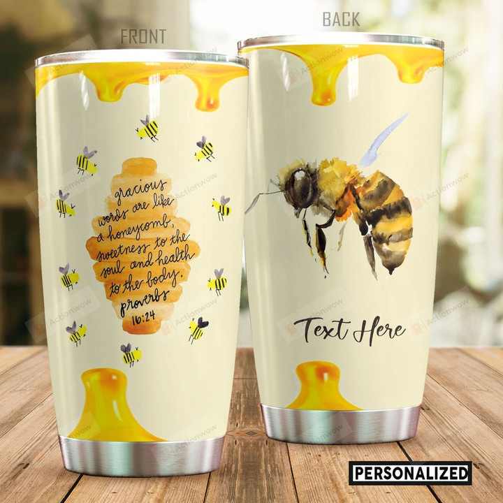 Personalized Bee Sweetness To The Soul Stainless Steel Tumbler Perfect Gifts For Bee Lover Tumbler Cups For Coffee/Tea, Great Customized Gifts For Birthday Christmas Thanksgiving