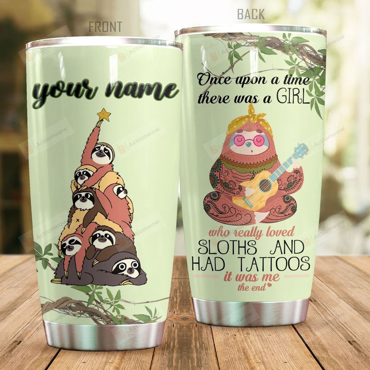 Personalized Sloth Loved Sloths And Had Tattoos Stainless Steel Tumbler Perfect Gifts For Sloth Lover Tumbler Cups For Coffee/Tea, Great Customized Gifts For Birthday Christmas Thanksgiving