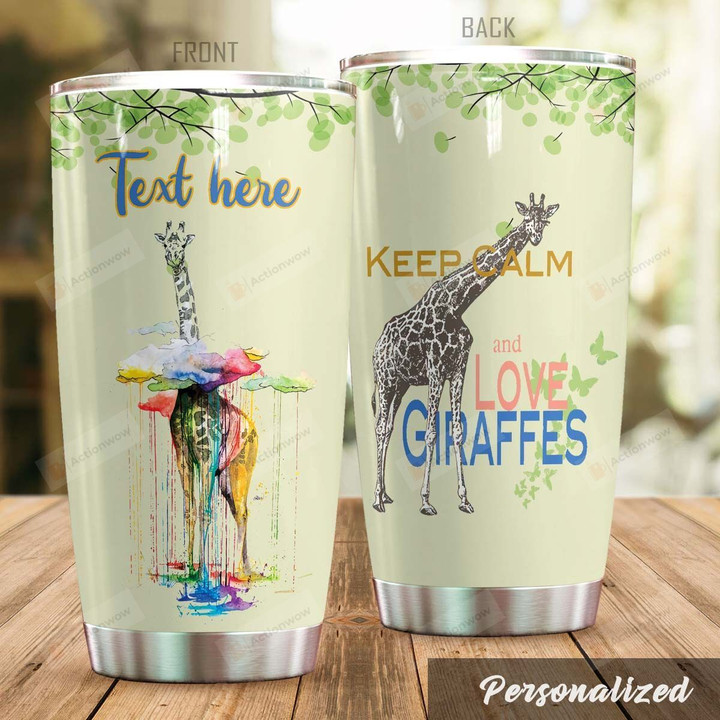 Personalized Keep Calm And Love Giraffes Stainless Steel Tumbler Perfect Gifts For Giraffe Lover Tumbler Cups For Coffee/Tea, Great Customized Gifts For Birthday Christmas Thanksgiving