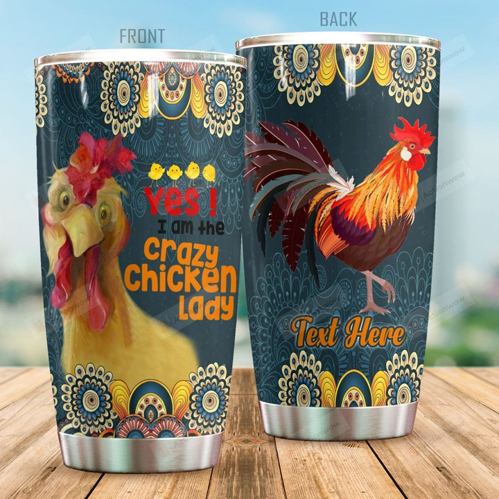 Personalized Flower Pattern Crazy Chicken Lady Stainless Steel Tumbler Perfect Gifts For Chicken Lover Tumbler Cups For Coffee/Tea, Great Customized Gifts For Birthday Christmas Thanksgiving