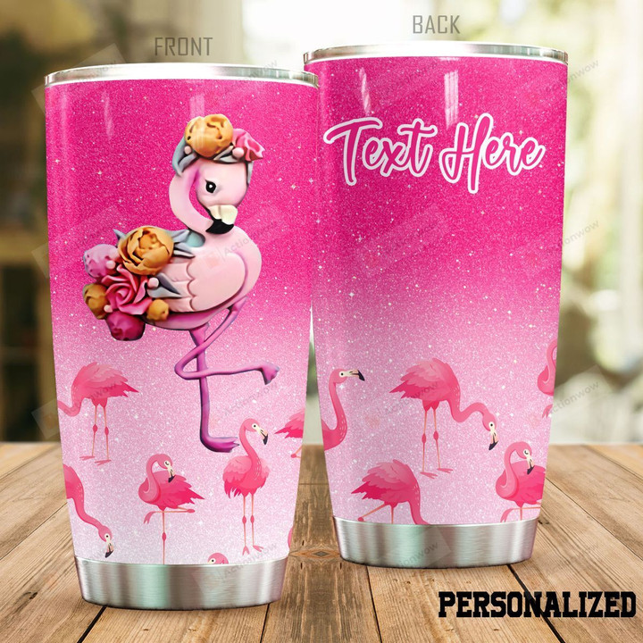 Personalized Flamingo Pink Glitter Stainless Steel Tumbler Perfect Gifts For Flamingo Lover Tumbler Cups For Coffee/Tea, Great Customized Gifts For Birthday Christmas Thanksgiving