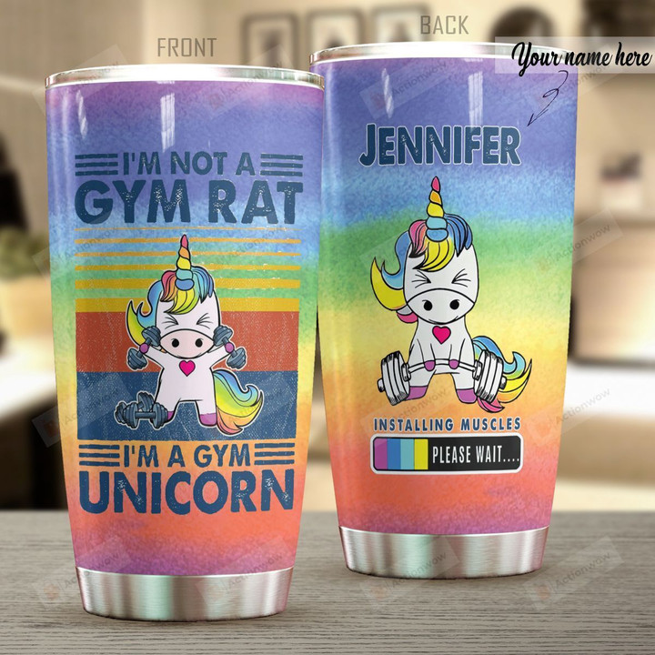 Personalized I'm A Gym Unicorn Stainless Steel Tumbler Perfect Gifts For Unicorn Lover Tumbler Cups For Coffee/Tea, Great Customized Gifts For Birthday Christmas Thanksgiving