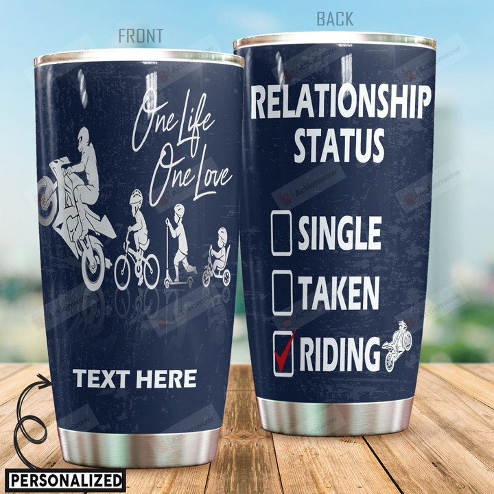 Personalized Motorbike One Life One Love Stainless Steel Tumbler Perfect Gifts For Motorcycle Lover Tumbler Cups For Coffee/Tea, Great Customized Gifts For Birthday Christmas Thanksgiving