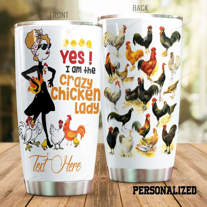 Personalized Crazy Chicken Lady Stainless Steel Tumbler Perfect Gifts For Chicken Lover Tumbler Cups For Coffee/Tea, Great Customized Gifts For Birthday Christmas Thanksgiving