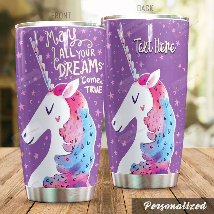 Personalized Lovely Unicorn Dreams Come True Stainless Steel Tumbler Perfect Gifts For Unicorn Lover Tumbler Cups For Coffee/Tea, Great Customized Gifts For Birthday Christmas Thanksgiving