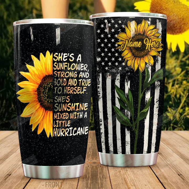 Personalized Sunflower Sunshine Mixed With A Little Hurricane Stainless Steel Tumbler Perfect Gifts For Sunflower Lover Tumbler Cups For Coffee/Tea, Great Customized Gifts For Birthday Christmas Thanksgiving