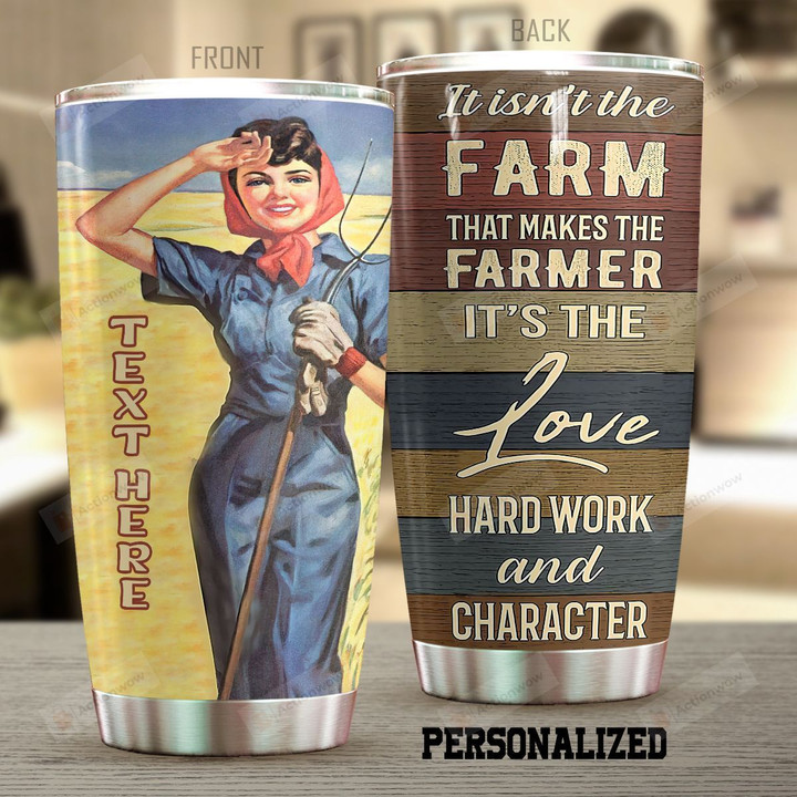 Personalized Farmer It's The Love Hard Work Stainless Steel Tumbler Perfect Gifts For Farmer Tumbler Cups For Coffee/Tea, Great Customized Gifts For Birthday Christmas Thanksgiving