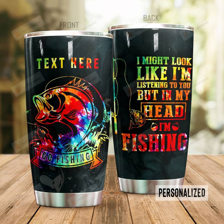 Personalized Colorful Fish Go Fishing Stainless Steel Tumbler Perfect Gifts For Fishing Lover Tumbler Cups For Coffee/Tea, Great Customized Gifts For Birthday Christmas Thanksgiving