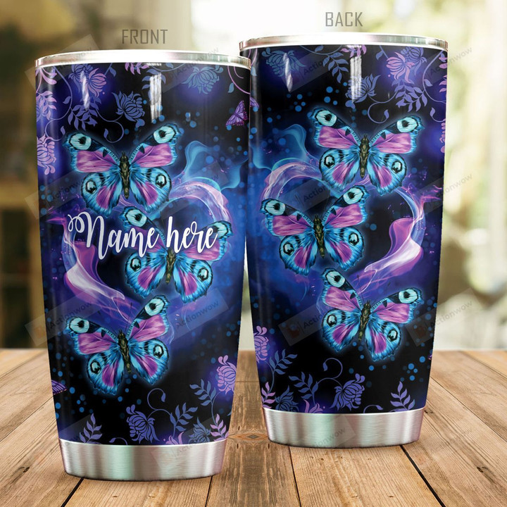 Personalized Magic Colorful Butterfly Stainless Steel Tumbler Perfect Gifts For Butterfly Lover Tumbler Cups For Coffee/Tea, Great Customized Gifts For Birthday Christmas Thanksgiving