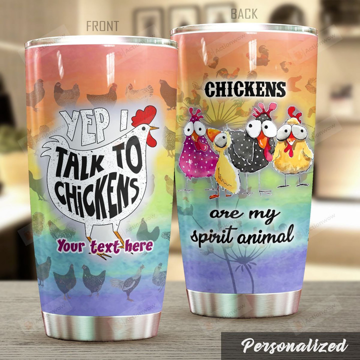 Personalized Chicken Yep I Talk To Chickens Stainless Steel Tumbler Perfect Gifts For Chicken Lover Tumbler Cups For Coffee/Tea, Great Customized Gifts For Birthday Christmas Thanksgiving