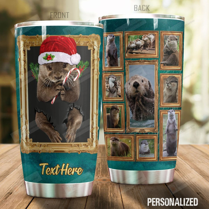 Personalized 3D Otter Stainless Steel Tumbler Perfect Gifts For Otter Lover Tumbler Cups For Coffee/Tea, Great Customized Gifts For Birthday Christmas Thanksgiving