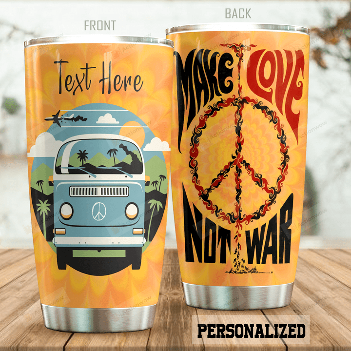 Personalized Hippie Symbol Van Make Love Not War Stainless Steel Tumbler Perfect Gifts For Hippie Tumbler Cups For Coffee/Tea, Great Customized Gifts For Birthday Christmas Thanksgiving