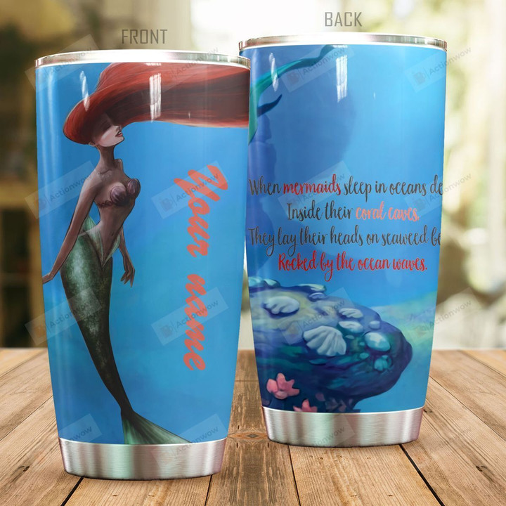 Personalized When Mermaids Sleep In Oceans Stainless Steel Tumbler Perfect Gifts For Mermaid Lover Tumbler Cups For Coffee/Tea, Great Customized Gifts For Birthday Christmas Thanksgiving