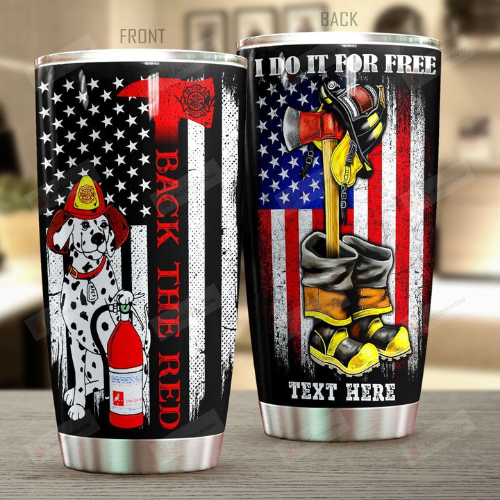 Personalized Firefighter Dalmatian Dog Back the Red Stainless Steel Tumbler Perfect Gifts For Firefighter Tumbler Cups For Coffee/Tea, Great Customized Gifts For Birthday Christmas Thanksgiving