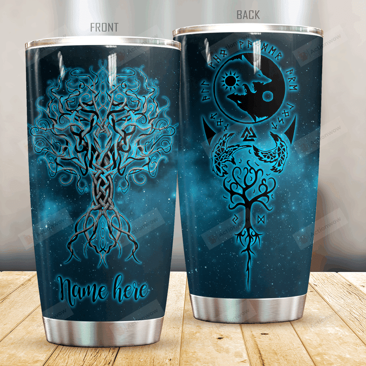 Personalized Viking Tree Of Life Stainless Steel Tumbler Perfect Gifts For Viking Lover Tumbler Cups For Coffee/Tea, Great Customized Gifts For Birthday Christmas Thanksgiving