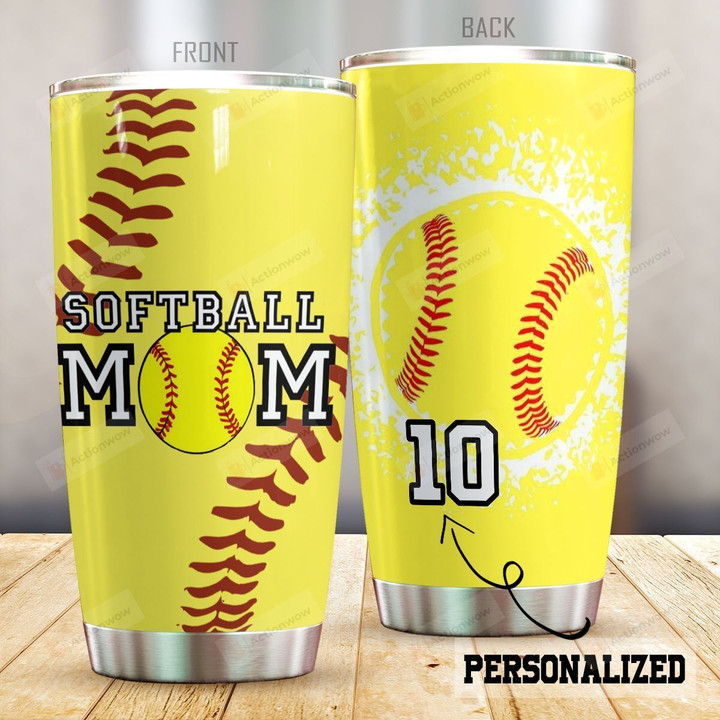 Personalized Softball Mom Stainless Steel Tumbler Tumbler Cups For Coffee/Tea Great Customized Gifts For Birthday Christmas Thanksgiving Perfect Gifts For Softball Lovers