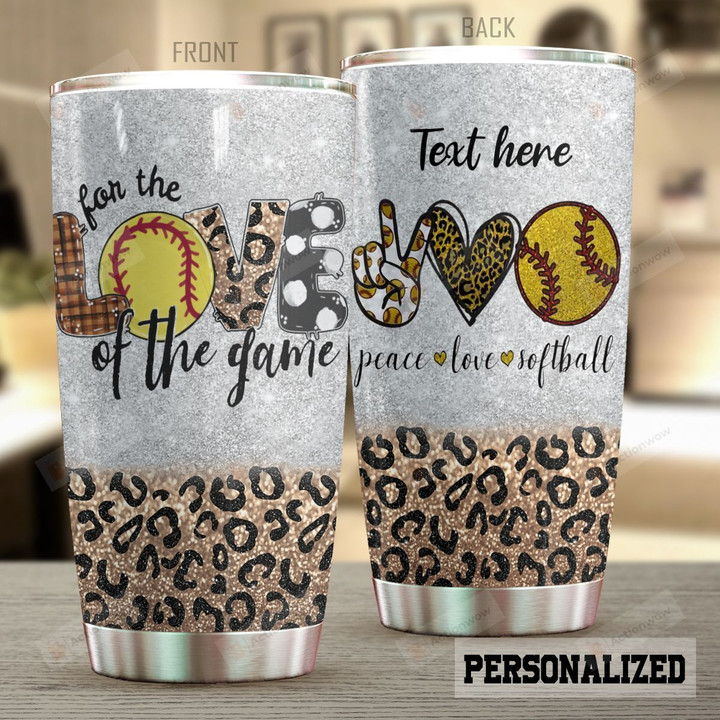 Personalized Peace Love Softball Stainless Steel Tumbler Tumbler Cups For Coffee/Tea Great Customized Gifts For Birthday Christmas Thanksgiving Perfect Gifts For Softball Lovers