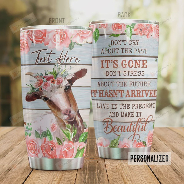 Personalized Goat Don't Cry About The Past It's Gone Live In The Present And Make It Beautiful Stainless Steel Tumbler, Tumbler Cups For Coffee/Tea, Great Customized Gifts For Birthday Christmas Thanksgiving