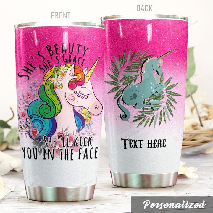 Personalized Gorgeous Unicorn She's Grace Stainless Steel Tumbler Perfect Gifts For Unicorn Lover Tumbler Cups For Coffee/Tea, Great Customized Gifts For Birthday Christmas Thanksgiving